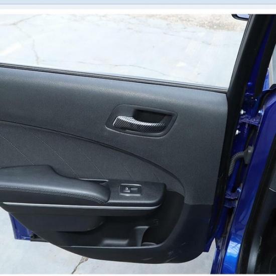 For Dodge Charger 2011- ABS Carbon Fiber Interior Door Handle Cover Trim 4P