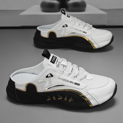 Herrenschuhe in großer Größe Sommer Baotou Herren Halbschuhe Atmungsaktives Mesh Freizeitschuhe Rutschfeste Herren Sport Hausschuhe Komfort Pantoletten