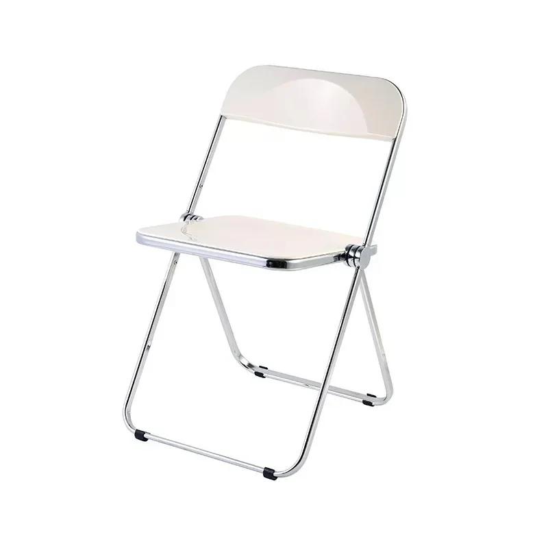 Transparent Chair Acrylic Fashion Chair Modern Milk Tea Dining Chair Stool Folding Restaurant  Balcony Furniture