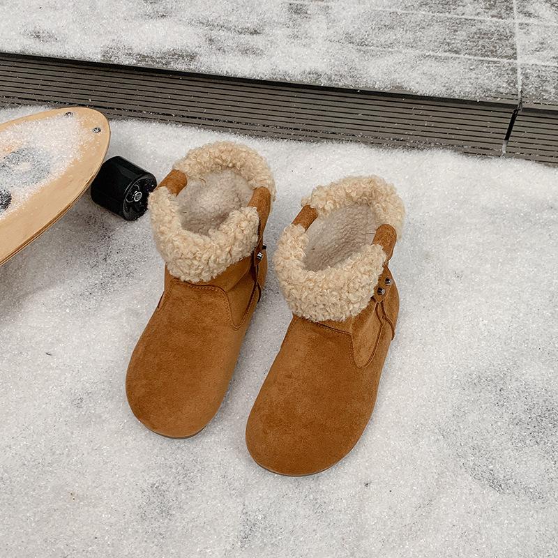 

Winter 2025 new plush Birkenstocks women s plush flat-bottomed short boots fur integrated warm non-slip snow boots 41
