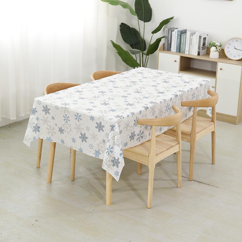 Disposable Waterproof Cartoon Snowflake Tablecloth for Christmas Party