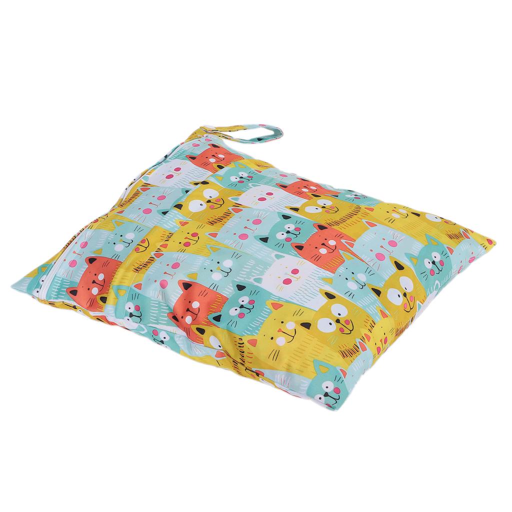 Baby Cloth Diaper Bag Waterproof Reusable Outing Wet Dry Bags with 2 Zippered Pockets