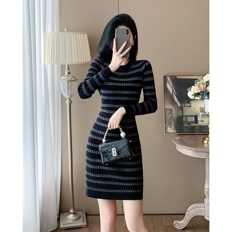 

JK&JS Color-Blocked Knit Hip-Wrap Dress XL