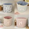 Sweetheart Lace Cylinder Storage Bin With Soft Cotton Material For Desk And Travel Use