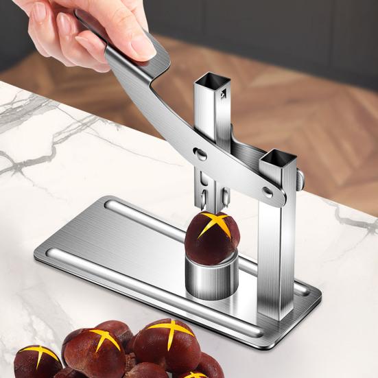 Stainless Steel Chestnut Opener Nutcracker Clip for Chestnuts Pecans Walnuts Multifunction Nut Cutter Plier with Sharp Serrated Blade Kitchen Tool