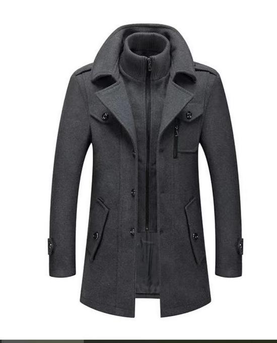 Men's Business Woolen Coat - Double Collar, Autumn/Winter Fashion Outerwear