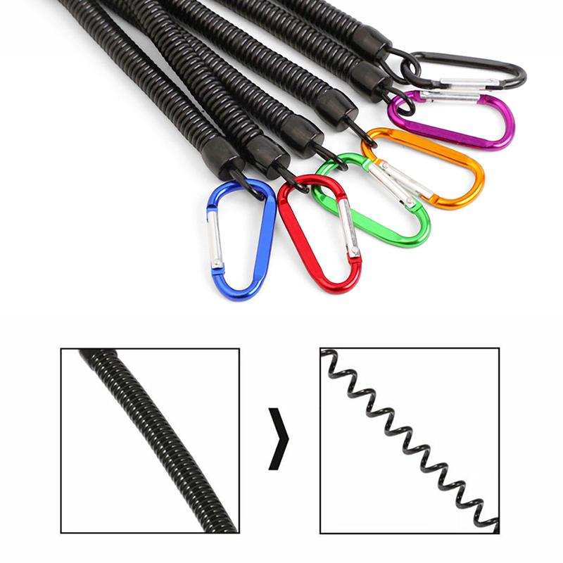 1Pc Key Chain Outdoor Lanyard Elastic Spiral Spring Coil Strap Retractable Rope Camping Anti-lost