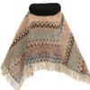 Color Ethnic Style Pullover Cape Women's Fur Collar Women's Knitted Cape Warm Autumn and Winter Shawl