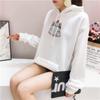 Felpa con cappuccio in velluto stampato cartone animato da donna per autunno inverno, pullover casual a maniche lunghe con cappuccio e tasca