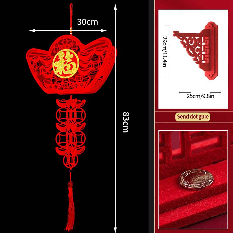 2Pcs Red Chinese Lanterns Chinese New Year Decorations Spring Festival Lantern Lucky Fu 3D Puzzle Lanterns Festival Celebration