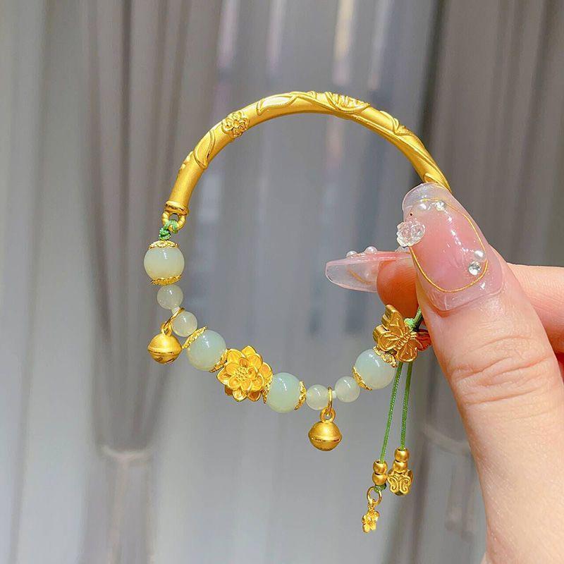 Popular Golden Butterfly Bracelet Female Lotus Blessing Tube Half Bracelet Bell Bracelet Premium Birthday Gift for Girlfriend