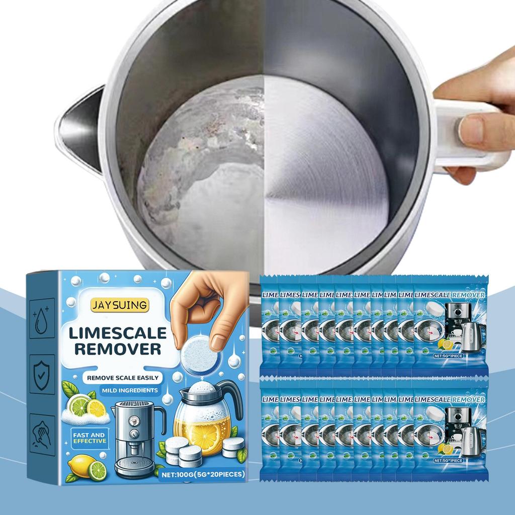 20pcs Multi-purpose descaling effervescent tablets Limescale cleaning effervescent tablets electric kettle limescale clean descaling tablets