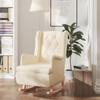 Día Y Noche - Día Y Noche Armchair with Rocking Legs, Solid Rubber Wood and Cream Fabric