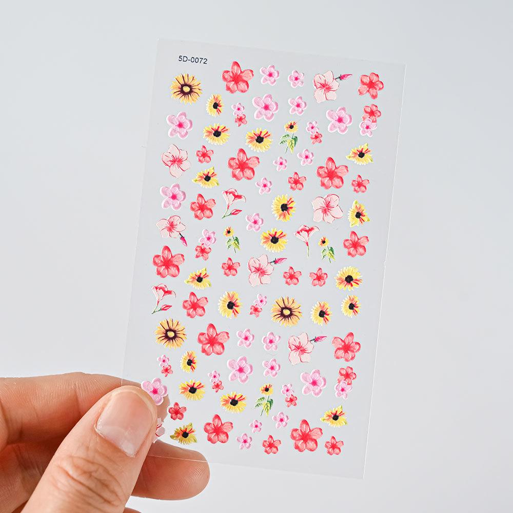 Color Relief Butterfly Nail Art Sticker 5D Three-Dimensional Butterfly Flower Adhesive Nail Decorative Relief Sticker