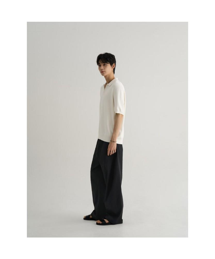 8SECONDS Formal Half-Zip Collared Neck Short Sleeve Knit Ivory