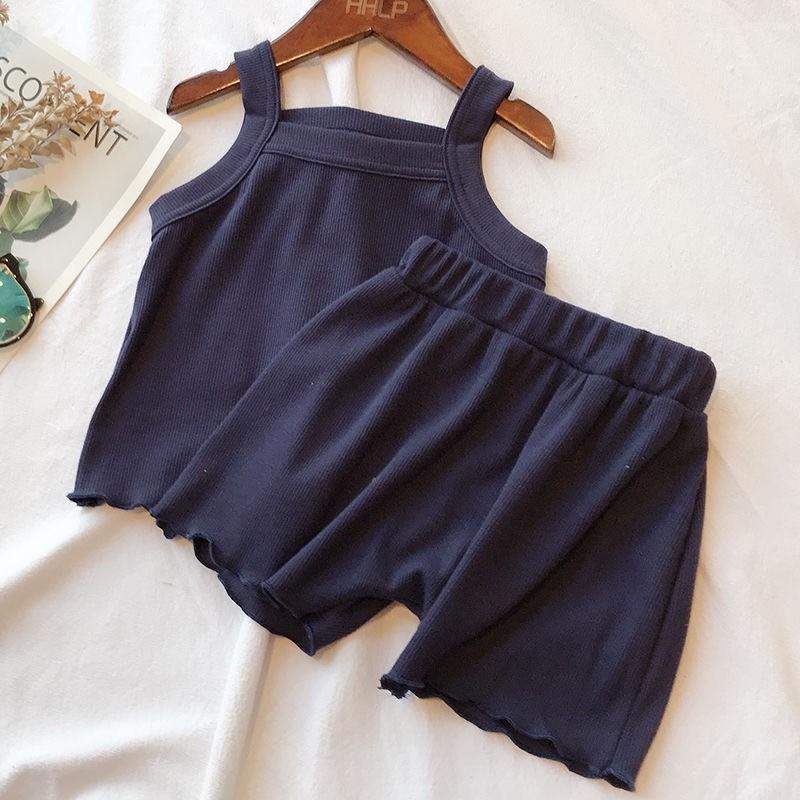 Girls Summer Cotton Cartoon Striped T Shirt And Shorts Set Baby Thin Two Piece Outfit 130cm