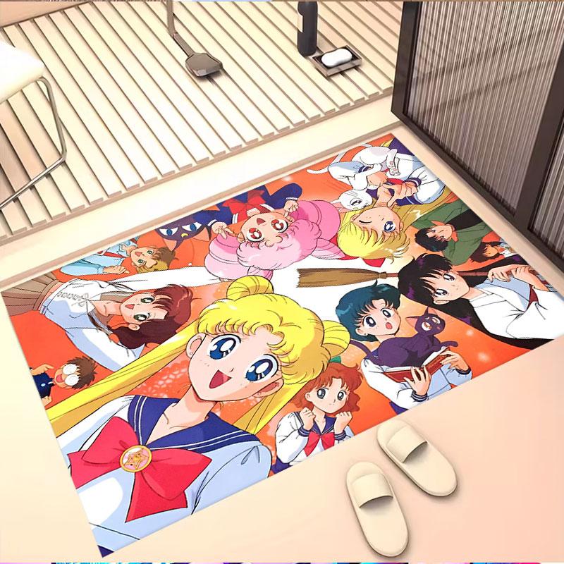 Sailor Moon Print Rug, Washable Floor Carpet, For Entryway Dorm Laundry Room Office Study, Home Decor Birthday Christmas Gift