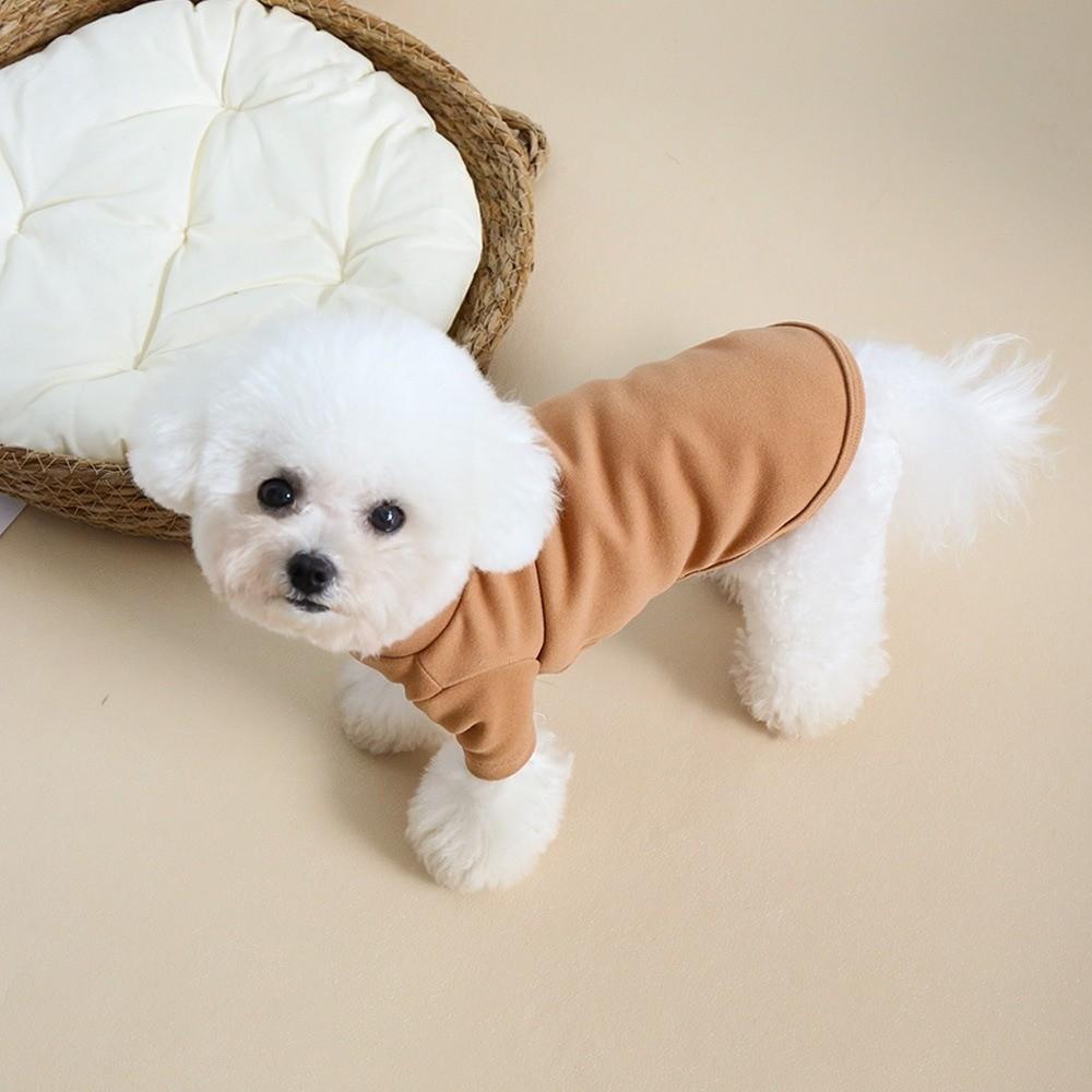 New Solid Color Puppy Hoodie Soft Cotton 2-leg Style Dog Warm Hoodie Simple Design High-Neck Sweatshirt Pet Clothing