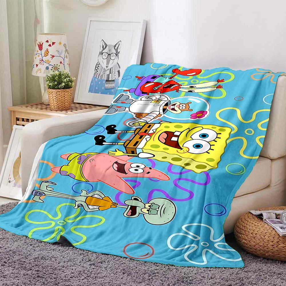 1Pc Spongebob Friends Adventure Blanket Soft Throw Blanket For Home Bedroom Bed Sofa Travel Office Solid Christmas Blanket