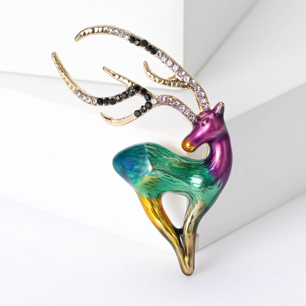 Fashion Enamel Dripping Elk Brooch Simple Animal Pin Women'S Dress Suit Accessories Corsage
