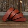 Men's Buckleless Embossed Leather Belt with Pin Buckle, Top Layer of Pure Cowhide, Retro Trend Belt