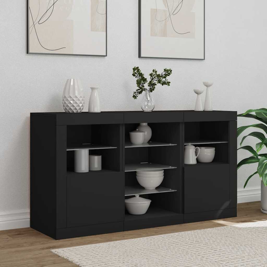 Vidaxl Szafka Z Oświetleniem Led, Czarna, 123X37X67 Cm