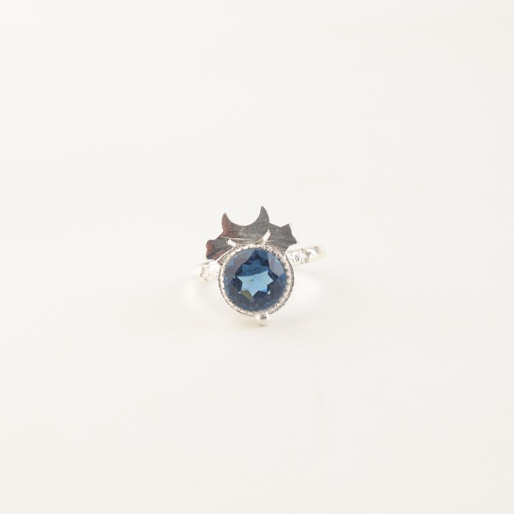 London Blue Topaz Gemstone 925 Sterling Silver Jewelry Handmade Ring Women Gift RR-67-7