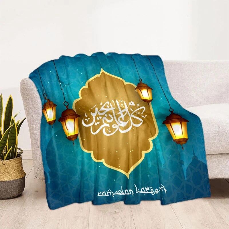 Müslüman Namaz HD Yumuşak Peluş Yatak Atma Karikatür Piknik Ince Battaniye Modern Flanel Battaniye Kapak Gedruckt Bettdecke Geschenk