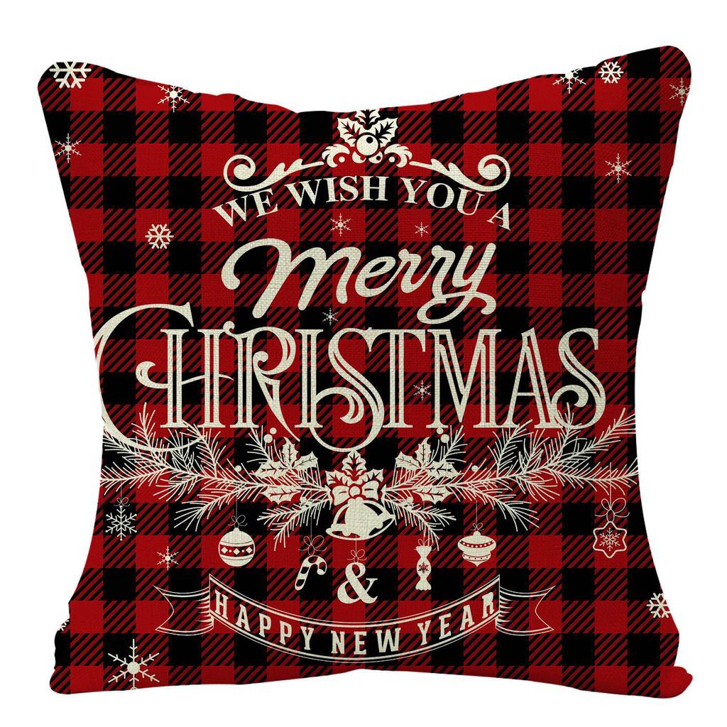 Christmas 40pcs Linen Pillowcase Festive Home Sofa Decoration Pillow Cushion Cover