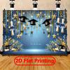 2D Graduation Banner, Blue & Gold Star Backdrop for Photoshoot & Celebration