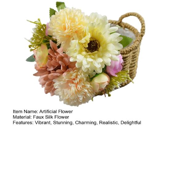 Artificial Chrysanthemum Ball Flower Bouquet Mixed Fake Silk Hydrangea Flower with Chrysanthemum Peonies for Bridal Bouquet Wedding Party Floral