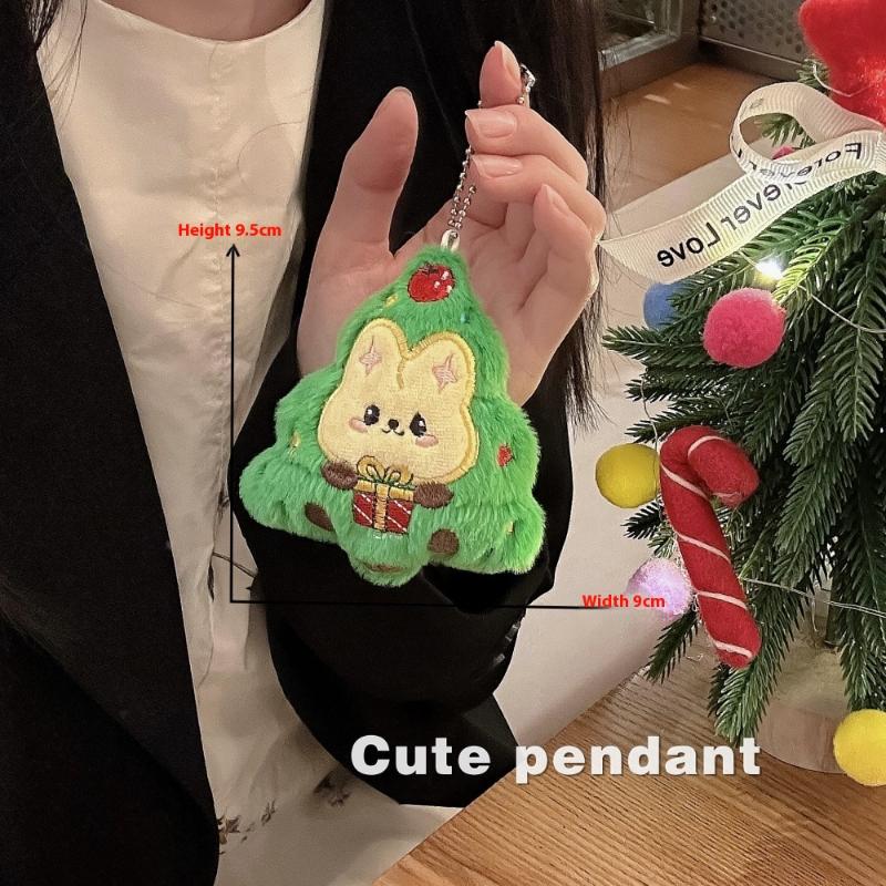 Cute Cartoon Christmas Plush Doll Pendant Keychain Kawaii Stuffed Doll Chain Backpack Pendant Car Key Chain Accessories Gifts