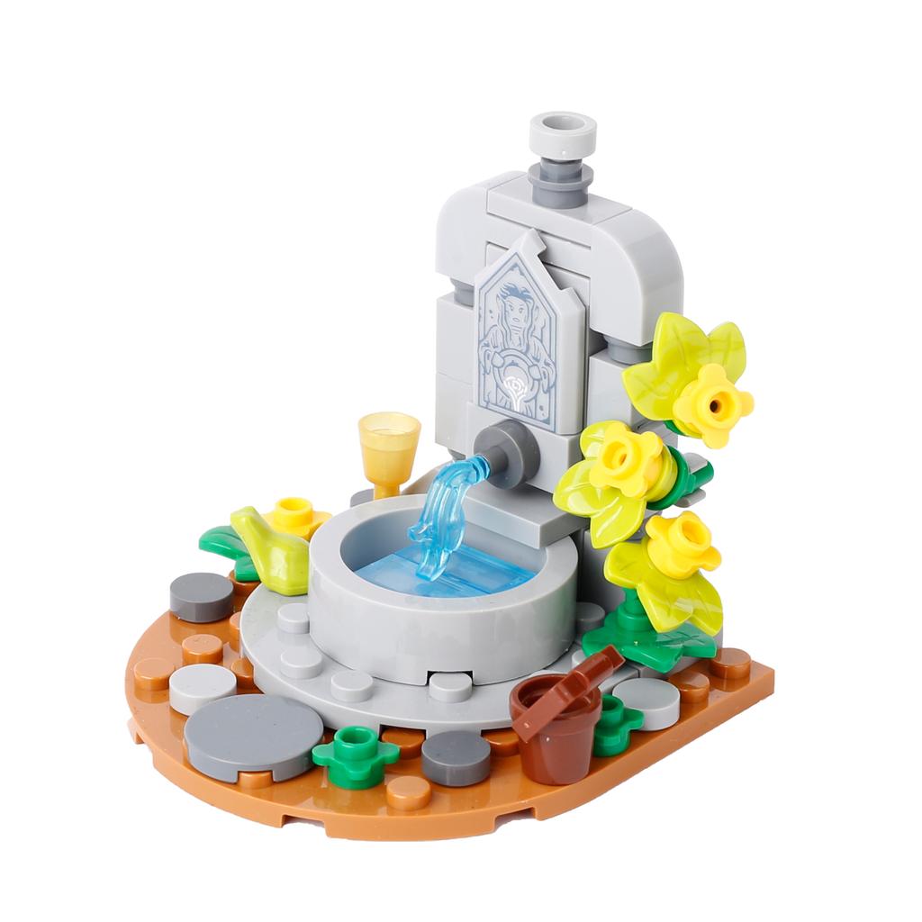 MOC Notice Board Building Block Set Bee Farm Fountain Bonfire Stove Medieval Town Street View Water Wall Bridge Road Sign Brick Toy
