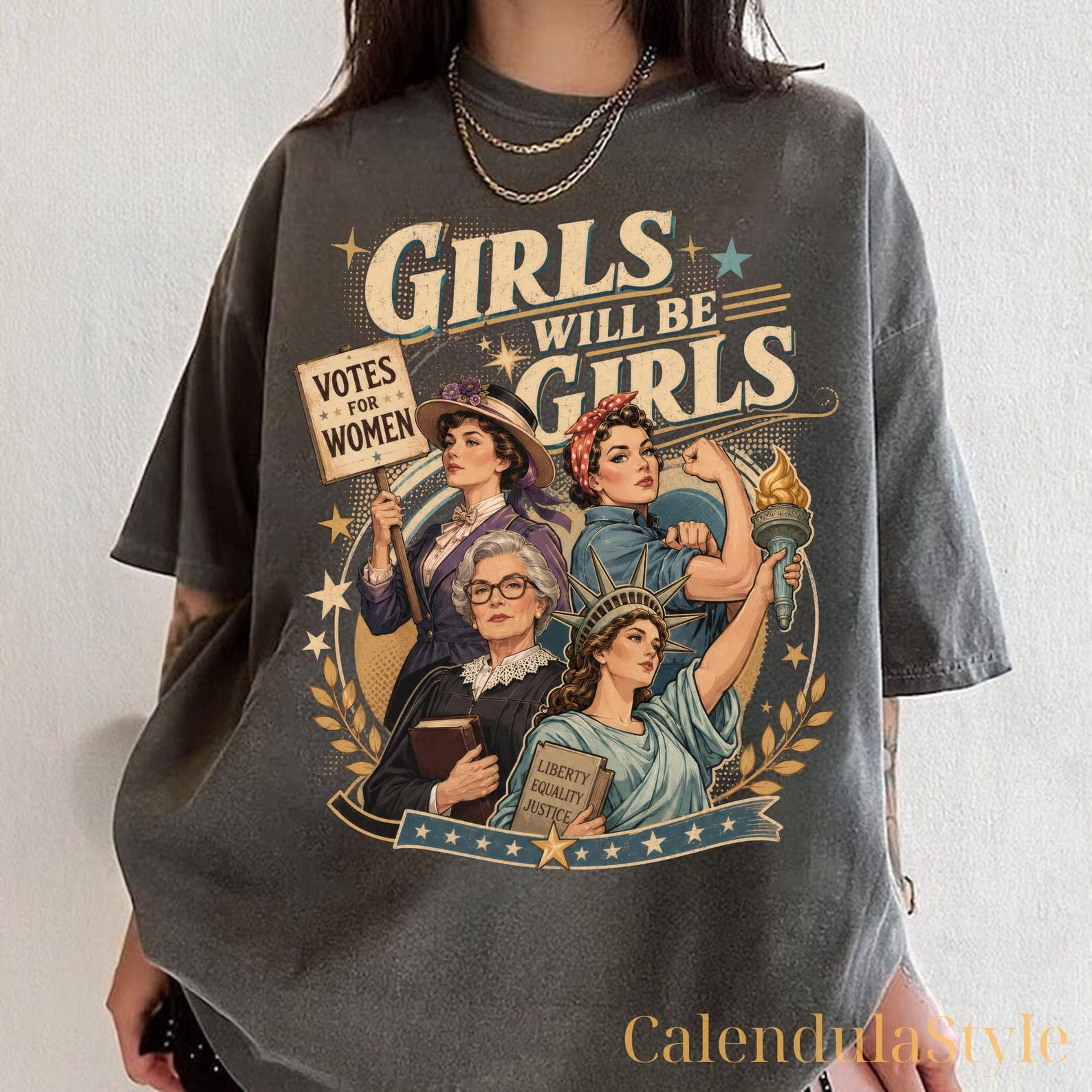 Retro Girls Will Be Girls TShirt, Powerful Women Feminist Shirt, Vintage Feminist Shirt, Social Justice Shirts, Funny Statement Tee M