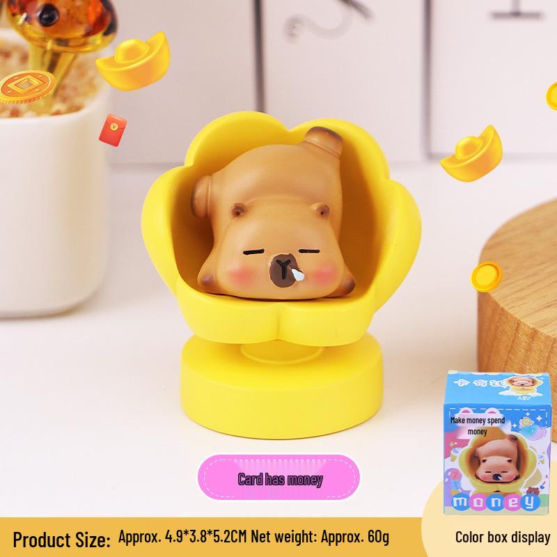 Rotatable Money Tree Ornaments: Cute Capybara Frog Desk Decoration, Creative Decompression Birthday Gift