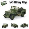 1/43 Scale JEEP WILLYS Military Army Vehicle Miniature Model Zinc Alloy Toy Car Free Wheels Diecast Metal Collection Gift for Kids