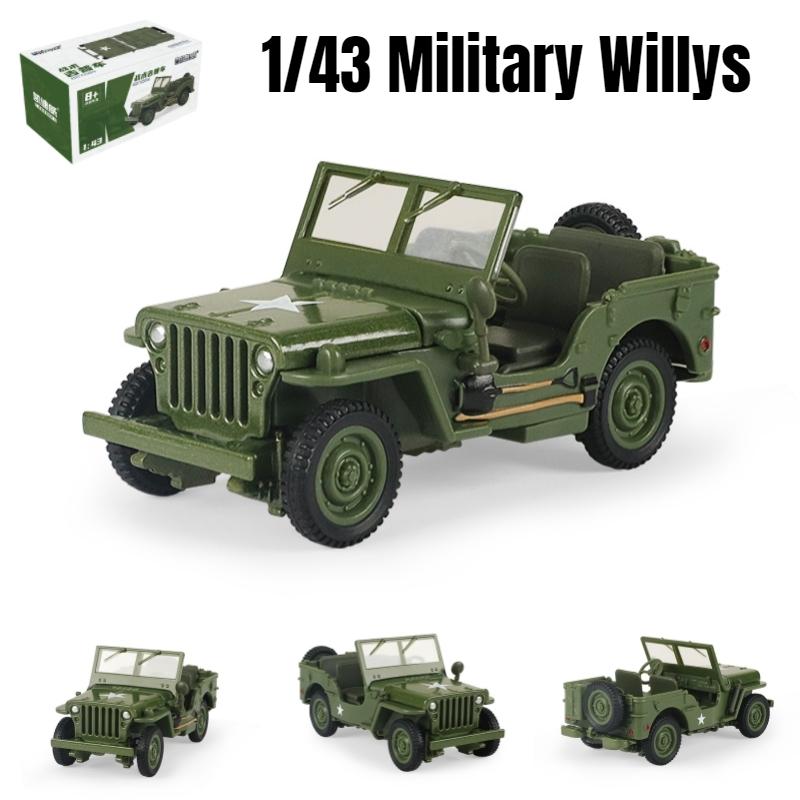 1/43 Scale JEEP WILLYS Military Army Vehicle Miniature Model Zinc Alloy Toy Car Free Wheels Diecast Metal Collection Gift for Kids