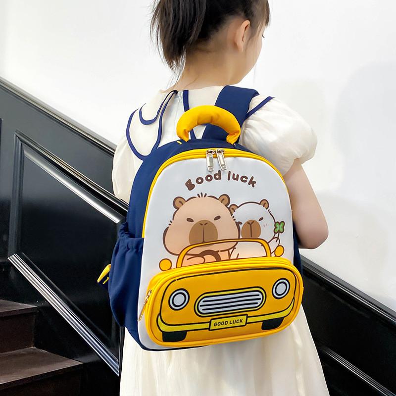 Kids Capybara Pattern School Bag With Cartoon Backpack Breathable Gifts Bag