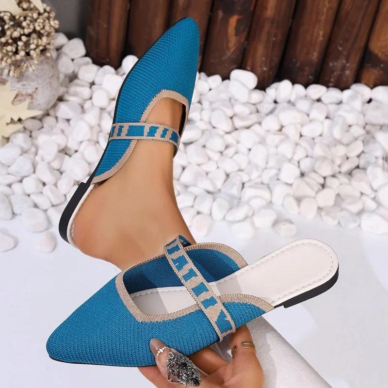 Fashion 2024 New Baotou Slippers for Women in Summer, Wearing Oversized Shoes and Wearing Pointed Comfortable Mesh Sandals for Women