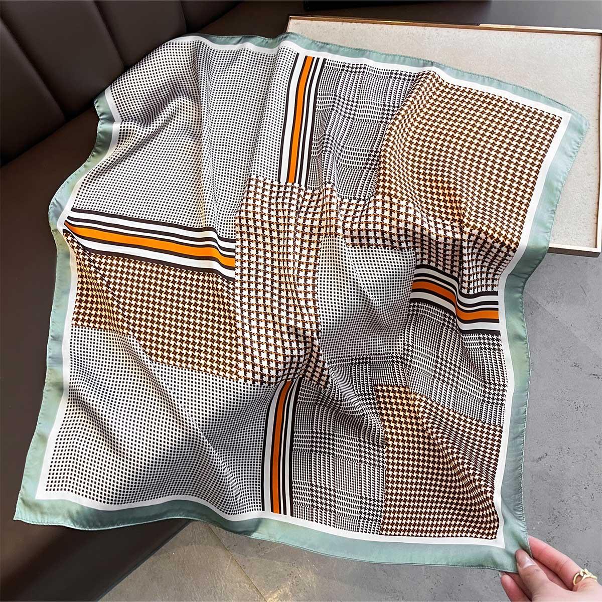 

Imitation Silk Square Scarf For Women Spring/Summer Print Shawl Decoration Bandanna Neckerchief Luxury Headband Hijab