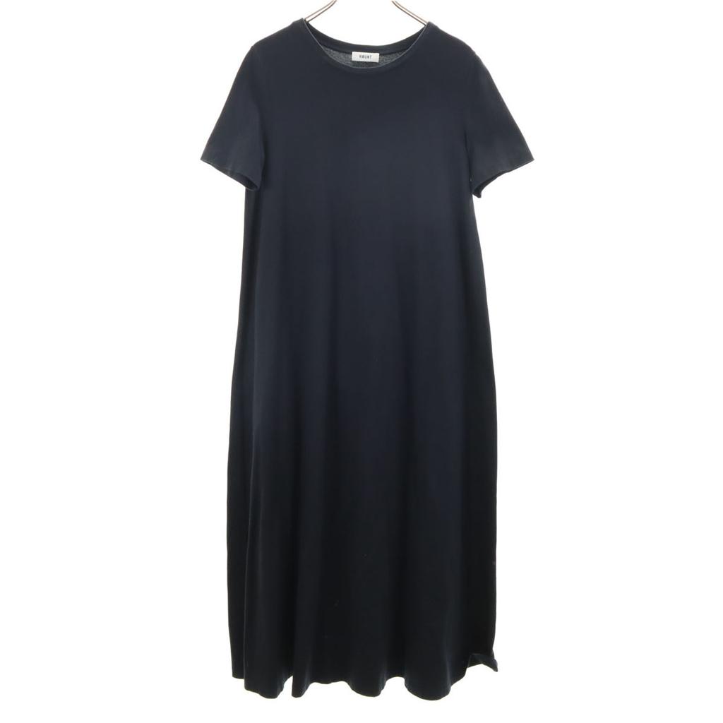 HAUNT Made In Japan Short Sleeve Long Dress 38 Navy Women Used