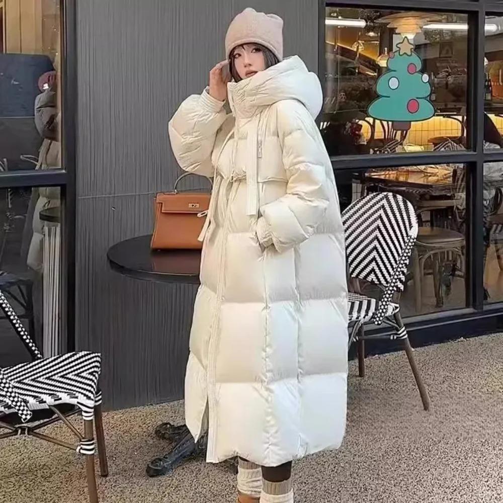 Black Winter Coat Women's Thick Cotton Parka Jacket Oversized Loose Hooded Coats Female Casual Long Overcoat