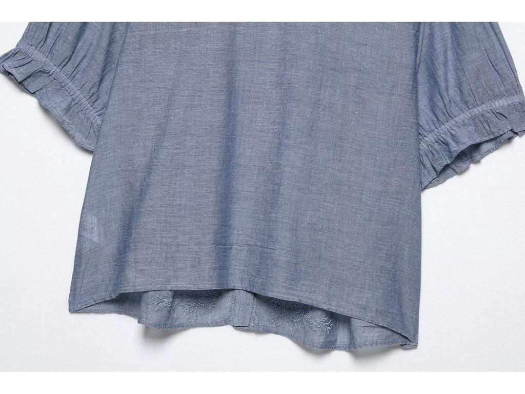 Spring 2025 Floral Embroidered Shirt - Women's European & American Style Fashion