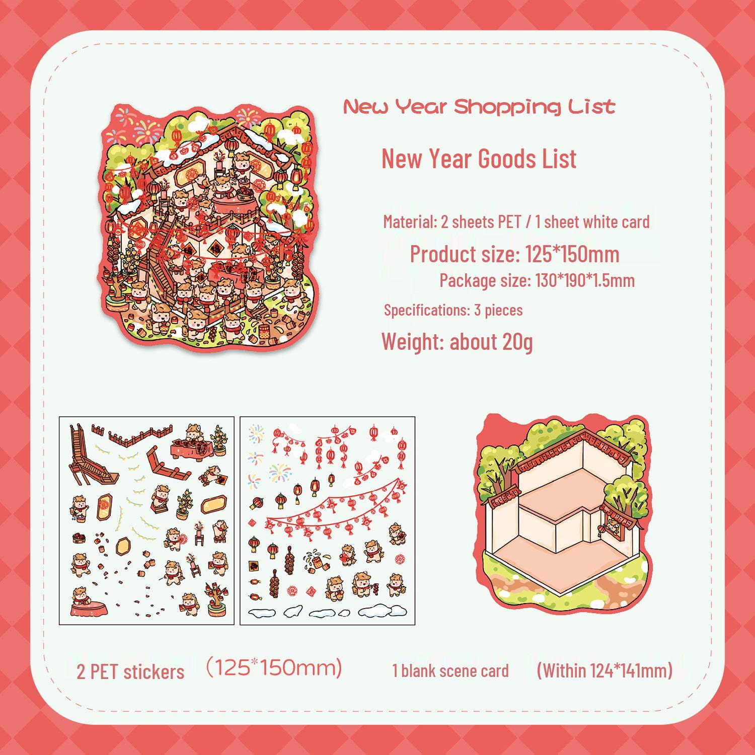 New Year 3D Landscape Miniature Stickers for Kids