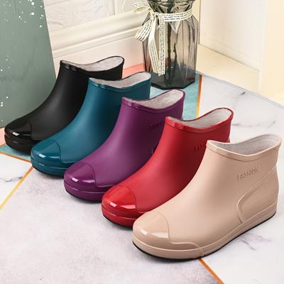 Scarpe impermeabili corte da donna tinta unita, stivali da pioggia bassi antiscivolo, scarpe da pioggia per l'uso all'aperto