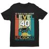 Funny 40th Birthday T Shirt Level 40 Unlocked Gaming Theme Gamer Gift Idea Forty