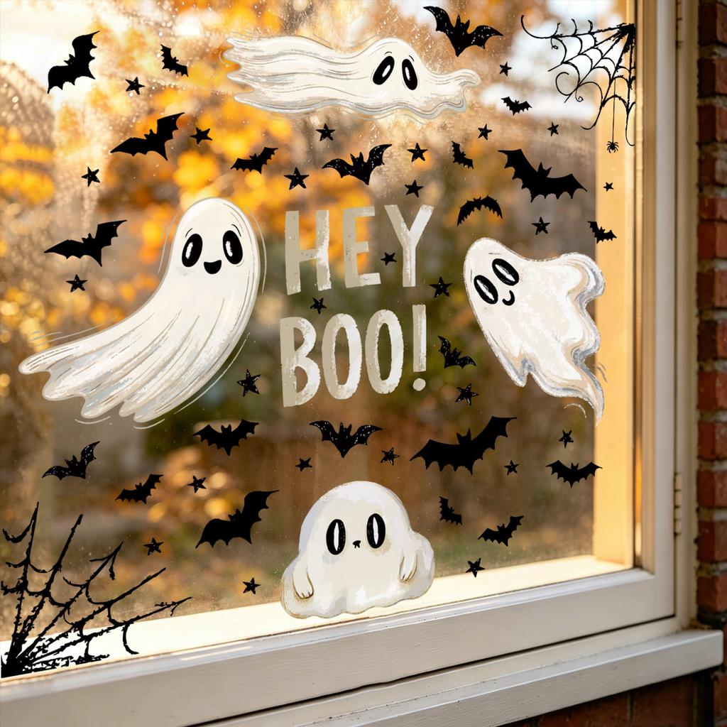 Halloween Window Clings, Static Stickers, No Glue Window Decals for Halloween Decor