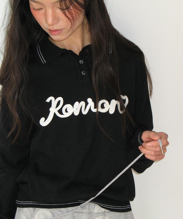 RONRON Hand Made Logo Collar Knit Pullover Black