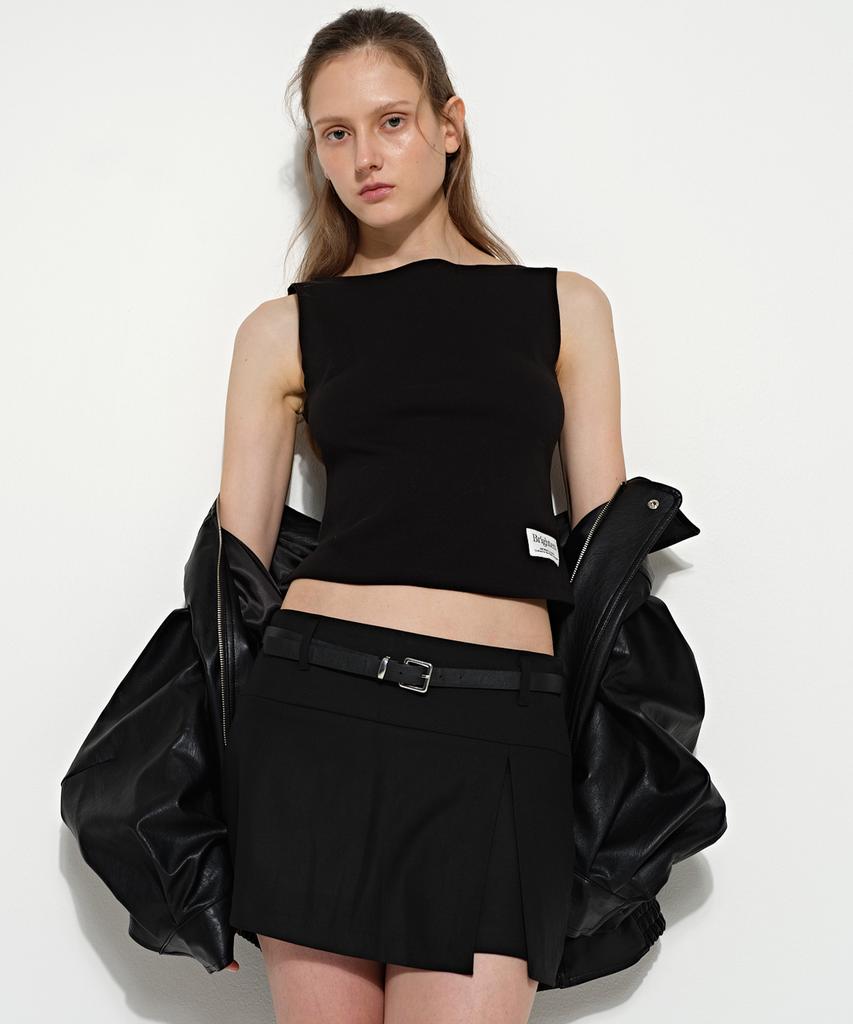 Beulaiteun Slit Mini Skirt Pants Black