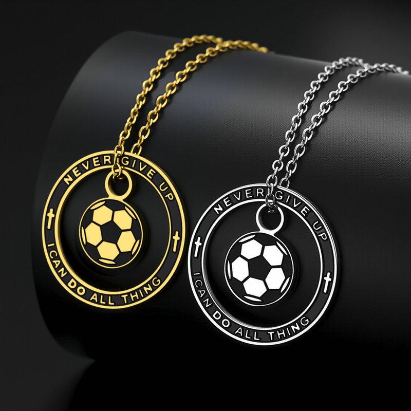 Fashionable and Simple Sports Football Basketball Titanium Steel Necklace Jewelry for Men and Women